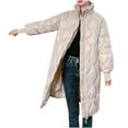 thumbnail image 4 of Lindreshi Winter Coats for Women 2023 Trendy Winter Fashion Woman Middle Length and Thickened Medium Length Stand-Up Collar Down Cotton Jacket Coat, 4 of 7