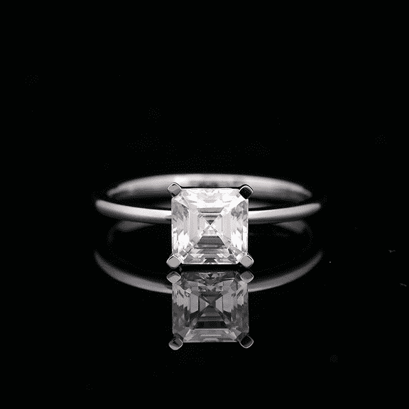 Eclet Jewels 1.9 Ct VVS1/D Asscher Cut Lab Created Simulated Diamond Ring - Silver 14K White Gold Over Rings for Her - Solitaire Diamond Ring for Women's - Solo Stone Wedding Diamond Ring for Women's