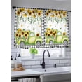 thumbnail image 5 of Sheer Curtains 45 Inch Length, Sunflowers Semi Sheer Curtains Light Filtering Window Treatment, Spring Farmhouse Country Truck Floral Black Plaid Privacy Voile Drapes for Living Room 52x45 Inch, 5 of 7