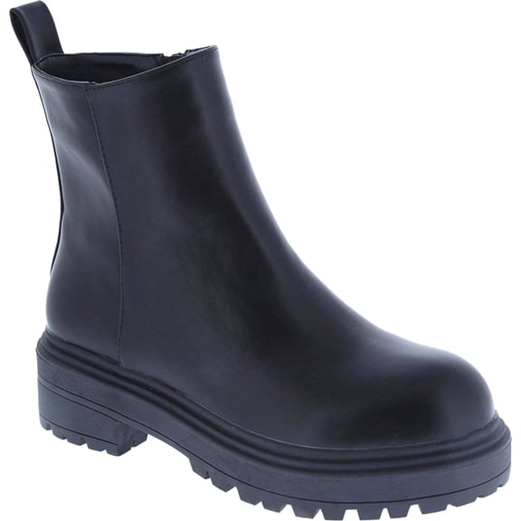 Women's Classic Ankle Boots Round Toe Low Heel Platform Bootie Side Zipper Chunky Lug Sole Short Booties Fashion Shoes