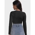 thumbnail image 3 of Women Long Sleeve Scoop Neck Tops Stretch Fitted Casual Tops Tee Slim Fit Fall Going Out Sexy Basic Shirts, 3 of 6