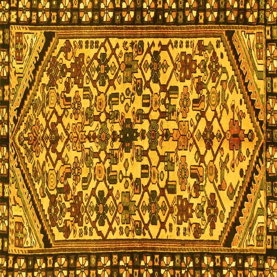 Ahgly Company Indoor Square Persian Yellow Traditional Area Rugs, 6' Square