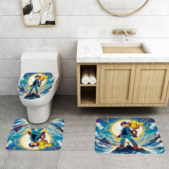 Pokemon floor mat and toilet set is durable,and adds a nostalgic touch to your bathroom.