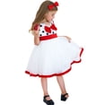 thumbnail image 3 of Girl Polka Dots Fancy Dress Up Birthday Party Tulle Dress with Headband, 3-9Year, 3 of 6