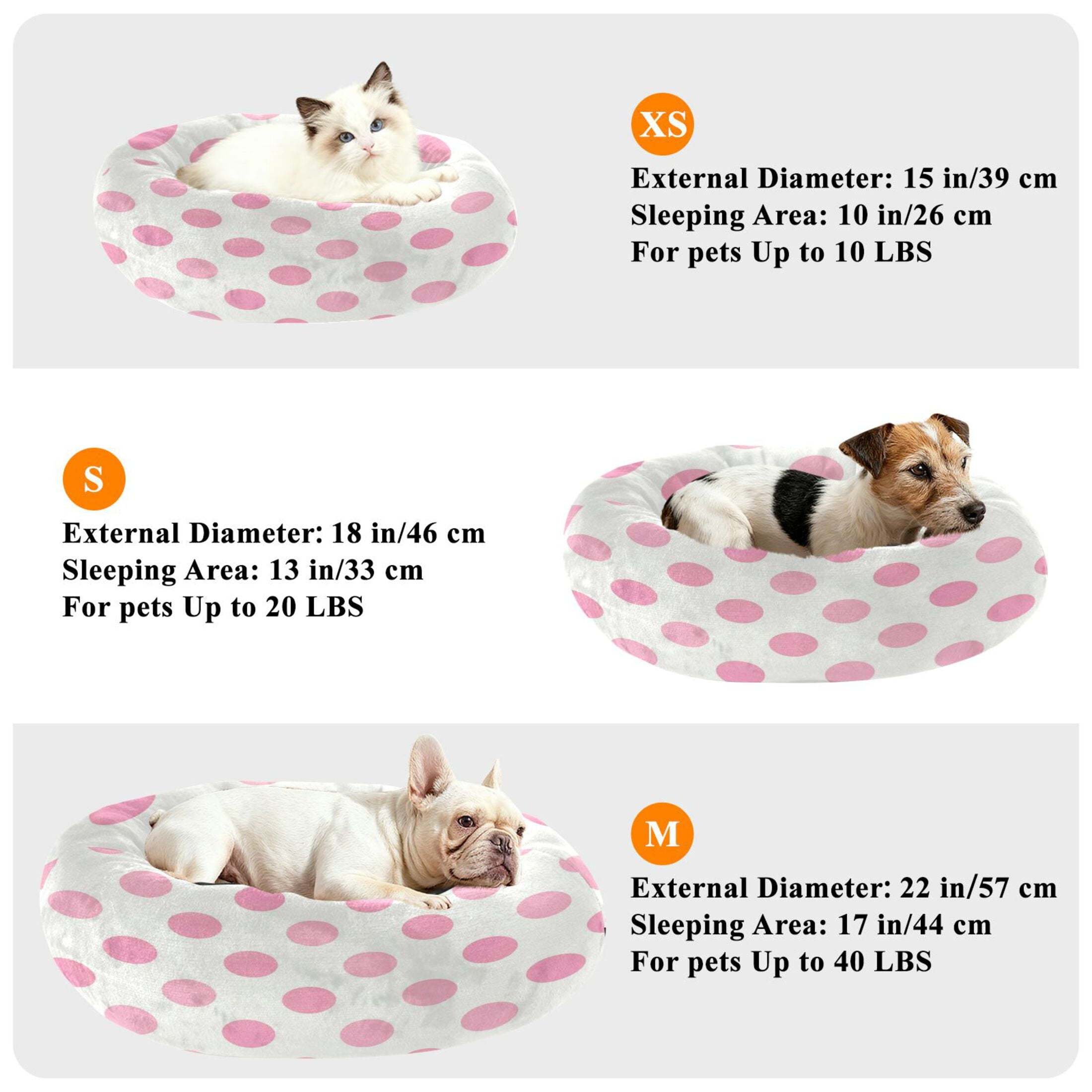 Iauyy Pet Couch Donut Cat Bed for Indoor Cats/Small Dogs Washable & Machine with Non-slip Bottom Calming Cat Furniture, Elegance Of The Polka Dots (S)