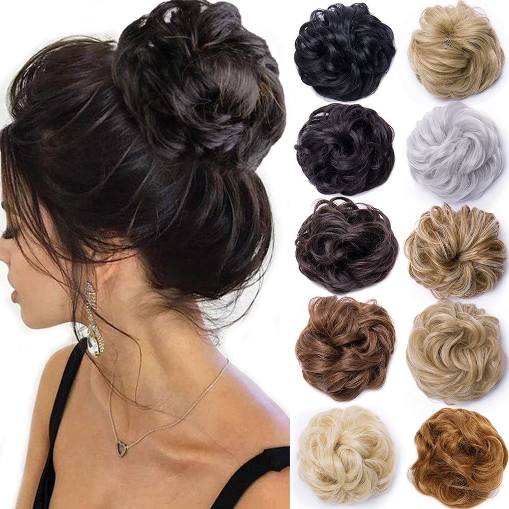 Chouchou pour Cheveux en Désordre pour Femmes, Extensions de Cheveux Faux Chignon
