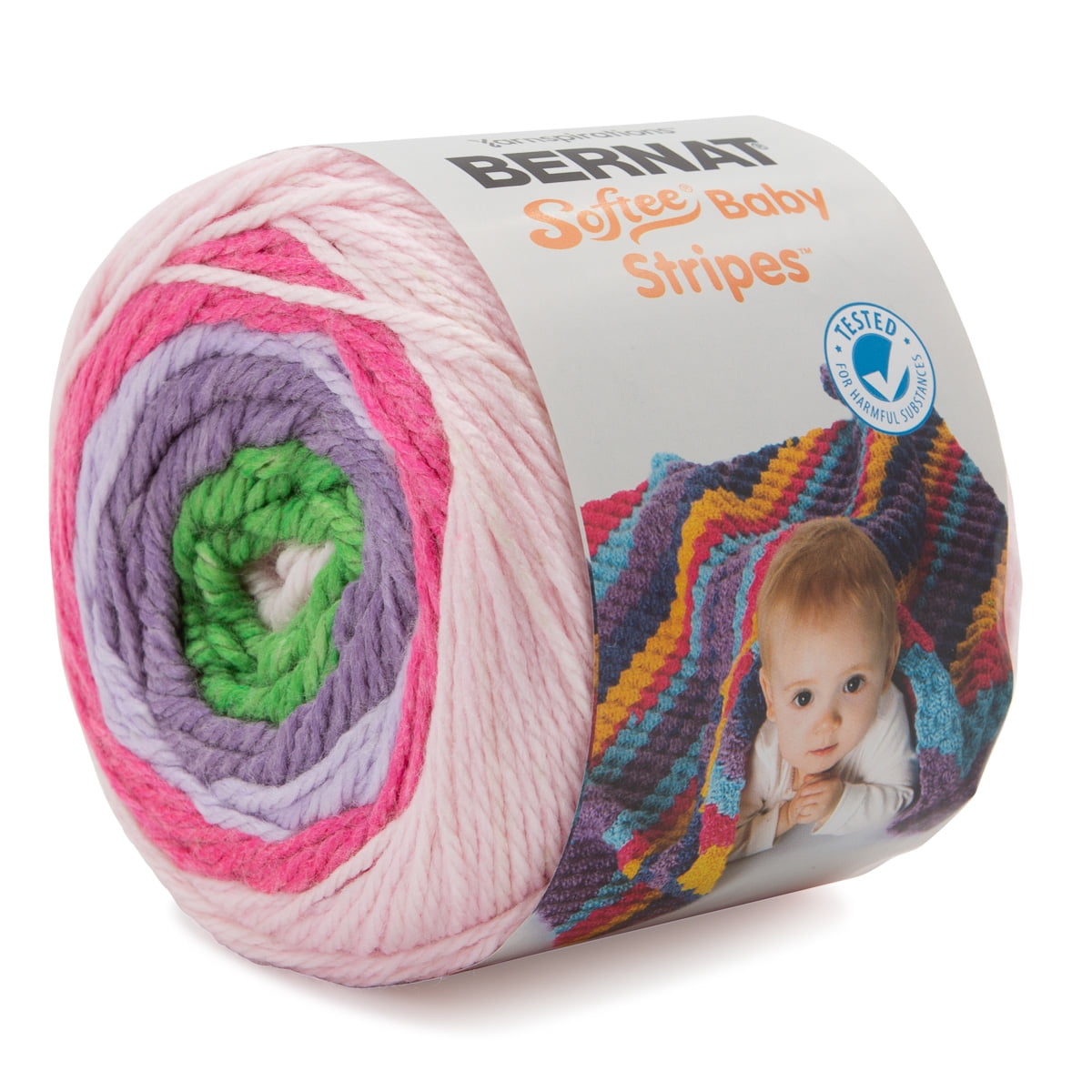 Bernat Softee Baby Stripes Soft Yarn for Knitting, Crochet, Blanket, 3