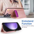 thumbnail image 5 of Crossbody Zipper Wallet Bag Case for Samsung Galaxy S23 FE,Dteck Shockproof Leather Card Slots Pocket Case Kickstad Cover with Shoulder Strap, Rosegold, 5 of 8