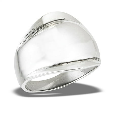 Large Silver Dome (Wide High Polish Dome Large Shiny Ring ( Sizes 7 8 9 10 ) New .925 Sterling Silver Band Rings by Sac Silver (Size)