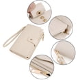 thumbnail image 3 of UTO Wallets for Women Vegan Leather RFID Blocking Trifold Purse Card Holder Ladies Clutch Phone Wristlet(White), 3 of 7