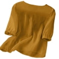 thumbnail image 6 of Womens Tops 100% Cotton Embroidered 3/4 Sleeve Boho Lightweight Tunic with Button Front, 6 of 6