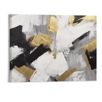 Creowell Wall Art Gold Wall Decor Black And White Picture Painting Artwork for Bedroom Dinning Room Framed Canvas Art Modern Home Decoration 20x16 in