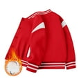 thumbnail image 2 of Karoyedx Boys Bomber Jacket With Hood Kids Baseball Jacket School Varsity Uniform Casual Sweatshirt Boys Jacket Baseball Solid Color Red Size,4-5 Years, 2 of 4