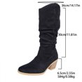 thumbnail image 7 of Rokment Women's Slouchy Mid Calf Dress Boots Ladies Fall Winter Trendy Casual Suede Pointed Toe Chunky Block High Heel Wide Calf Tall Boots Black Size 6.5, 7 of 7
