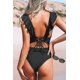 thumbnail image 2 of Traje de baño de una pieza Monokini con cuello en V de mujer negra con cordones y volantes Rojo Verde Cocina, Decoración y Otros, 2 of 3