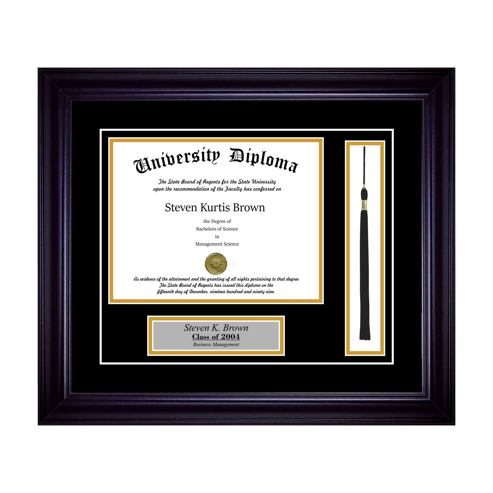 Personalized Diploma Frame with Tassel and Double Matting for 17" x 14