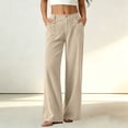 thumbnail image 2 of DHFJKG Wide Leg Pants For Women Corduroy Palazzo Workwear Elastic Waistband Long Pants Fall Clothes, 2 of 7