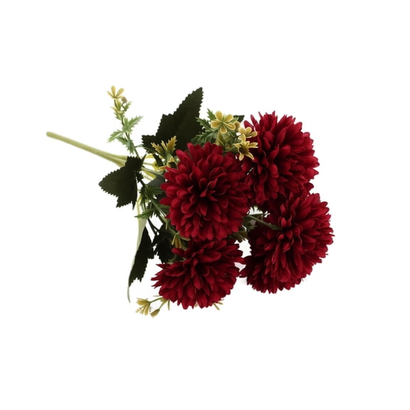 3 Bundles Dark Red Fall Flowers Artificial for Decoration Chrysanthemum Flowers Artificial UV Resistant Plastic Fake Autumn Mums Faux Floral for Patio Indoor Outdoor Thanksgiving Harvest Decor