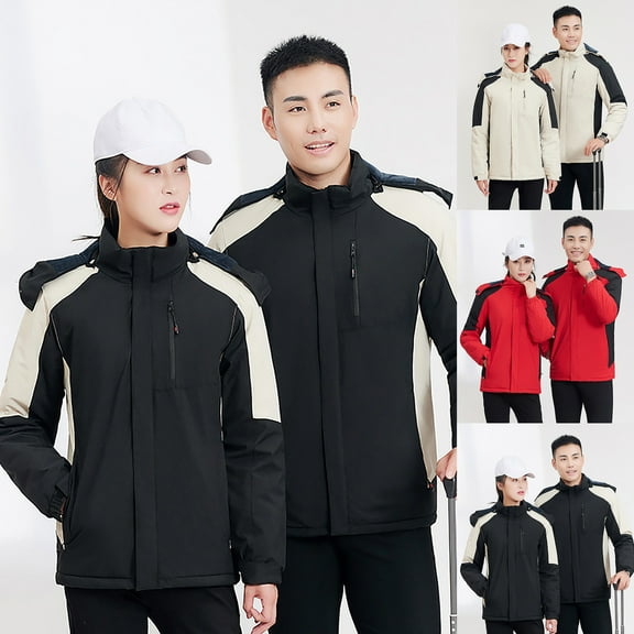 Men's Ski Jacket 3 in 1 Waterproof Windproof Women's Winter Jacket Fleece Jacket Warm Mountain Windbreaker Snow Rain Jackets Winter Coat for Rain Outdoor Hiking