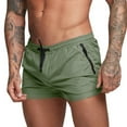 thumbnail image 5 of zeranth Men Summer Sports Shorts with Zipper Pocket Elastic Waist Drawstring Quick-Dry Shorts Solid Color Outdoor Workout Running Shorts, 5 of 7