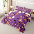 thumbnail image 3 of Feelyou Cartoon Magic Witch Dog Quilt King, Cute Ghost Pumpkin King Coverlet Set, Purple, 3-Piece, 1 Comforter and 2 Pillowcases, 3 of 7