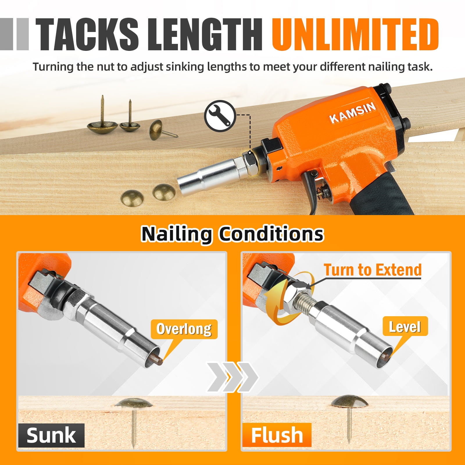 KAMSIN K1170 Pneumatic Decorative Nailer, Air Finish  Gun for Thumbtack Furniture Tacks
