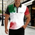 thumbnail image 2 of Men's Polo Shirts Men's Short Sleeve Zip Neck Polo Shirt Italian Flag Print Modern Themed Casual Climate Comfort Everyday Style Lightweight Breathable Black L, 2 of 5