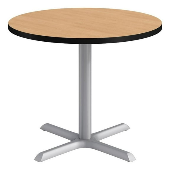 KFI Studios 36in Round Dining Table - Natural Top - Silver Base