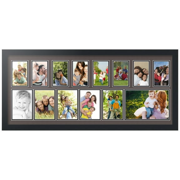 ArtToFrames Collage Photo Picture Frame with 1 - 6x9 and 5 - 4x6 and 8 - 3x5" Openings, Framed in Black with Chestnut and Black Mats (CDM-3926-627)