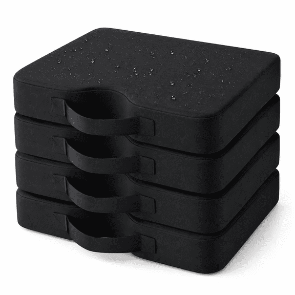 Black - 4 Pack Extra Thick U-Shaped Waterproof Outdoor Stadium Seat Cushions