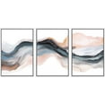 thumbnail image 5 of PixonSign Framed Wall Art Set Pastel Watercolor Blue Brown Ink Wave Smoke Landscape Abstract Canvas Print Nature Wilderness Modern Art Decor Scenic Relax/Calm for Bedroom - 16"x24"x3 Panels White, 5 of 5