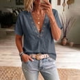 thumbnail image 4 of cocolona Summer V Neck Tops for Women Short Sleeve Grommet Eyelet Shirts Trendy Casual Solid Color Blouses, 4 of 7