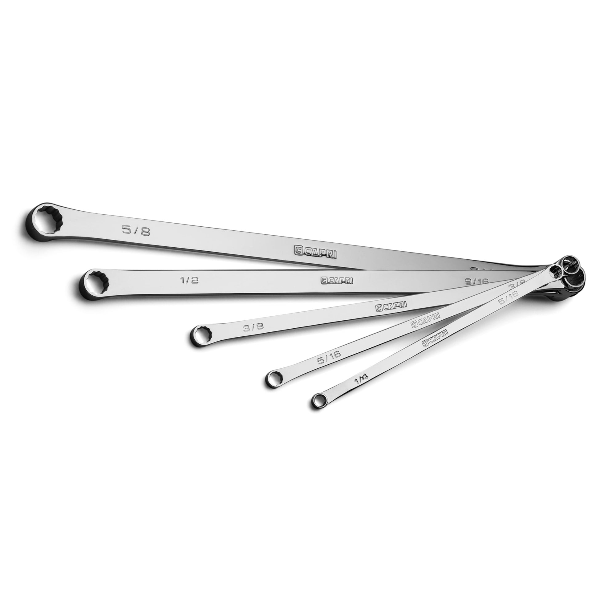 Capri Tools 0 Degree Offset Extra Long Box End Wrench Set, SAE, 1/4-3/4  in., 8 Sizes, 5 Piece