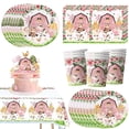 thumbnail image 2 of Decoraciones de cumpleaños con temática de granja rosa, vajilla desechable para compartir bebés, mantel de animales de dibujos animados, suministros de fiesta para niños, 2 of 4