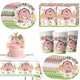 thumbnail image 2 of Decoraciones de cumpleaños con temática de granja rosa, vajilla desechable para compartir bebés, mantel de animales de dibujos animados, suministros de fiesta para niños, 2 of 4