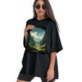thumbnail image 3 of Plus Size Shirt for Women Black Tops for Women Short Sleeves Shirt for Women Forest T Shirt Crewneck Shirt for Women XL, 3 of 5