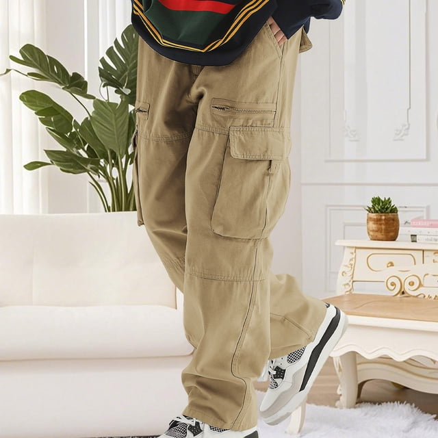 Ceisia Men's Slim Straight Functional-style Gift Multi-pocket Casual Pants Lightweight Zipper Cargo Pockets Multi-Color