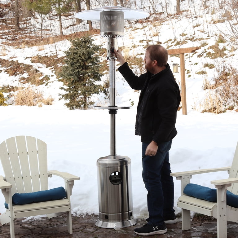 Sunnydaze Outdoor Propane Patio Heater with Cover and Table - 7 Foot -  Stainless - Walmart.com