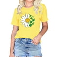 thumbnail image 3 of Xuanfei Women Daisy Floral Clover Printing Round Neck Short Sleeve T-Shirt, 3 of 7