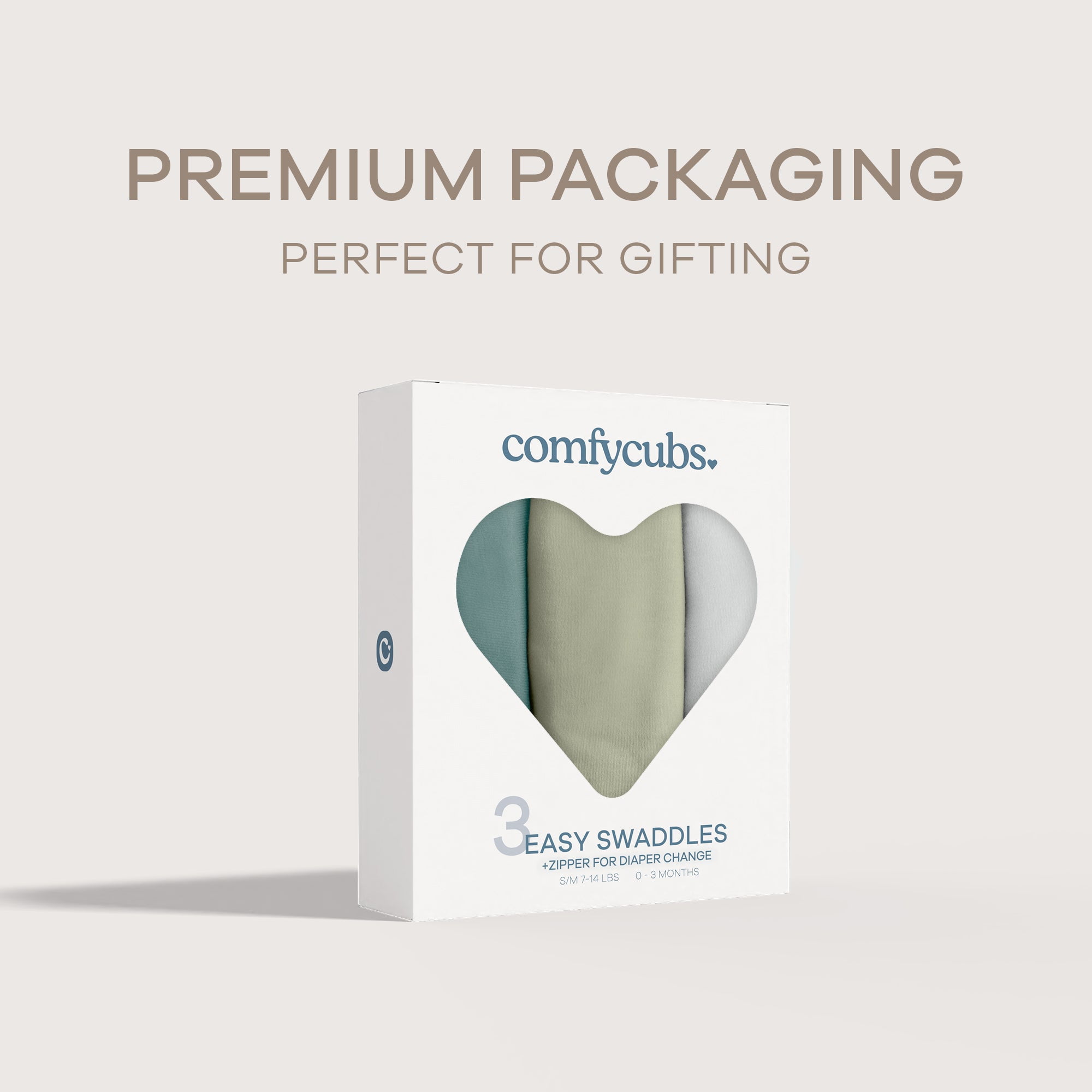 Comfy Cubs Swaddle Blankets for Baby, Easy Adjustable with Easy Access Zipper (Small, Stone, Sage, Azul)