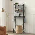 thumbnail image 5 of Over The Toilet Storage Shelf, 3-Tier Bathroom Organizer with Toilet Paper Holder and 3 Hooks, Freestanding Shelving for Restroom, Laundry, and Balcony ,black, 5 of 7