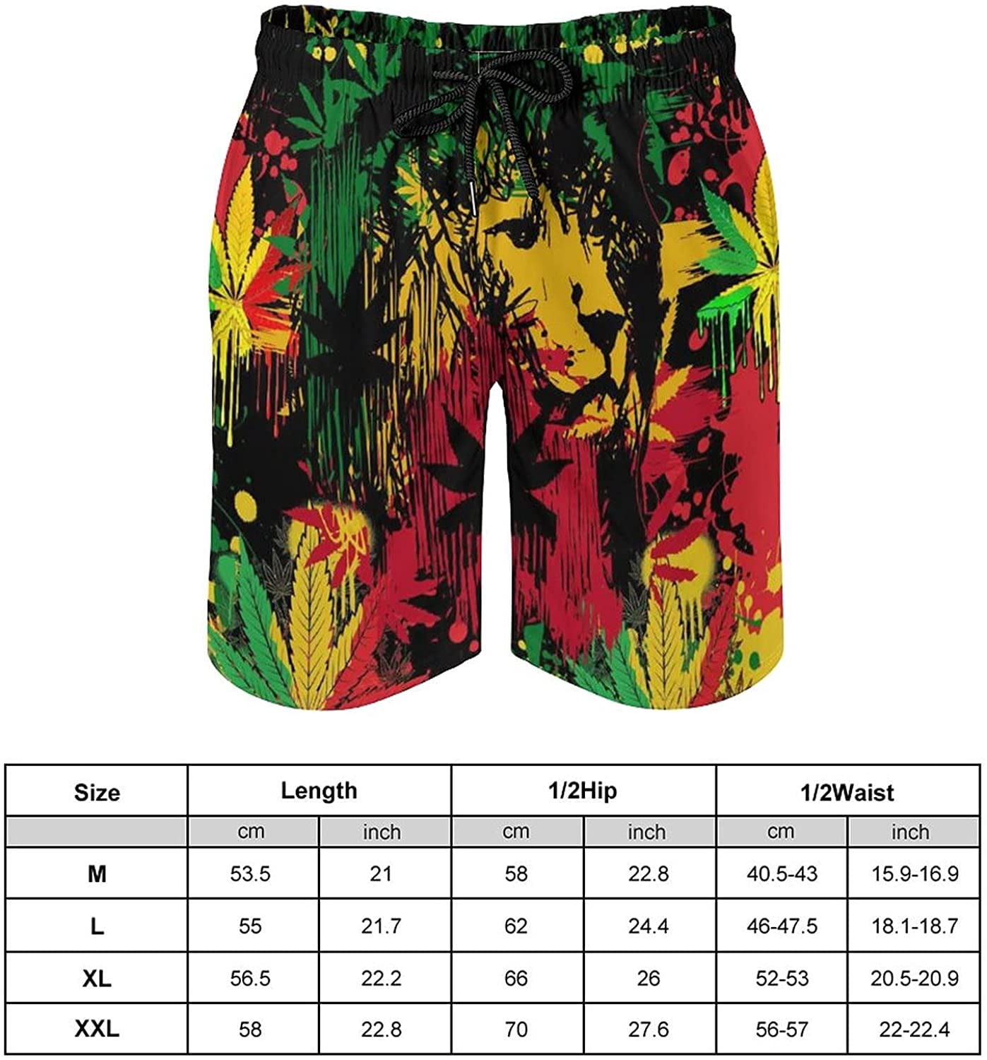 Beach Shorts for Men Swim Trunks Rasta 