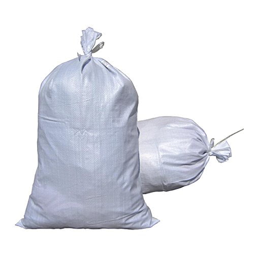 10Pack Empty White Woven Polypropylene w/Ties UV Protection MTB Sand Bags 17x27 Also Sold in 50Pack / 100Pack, 14x26 / 18x30 Available