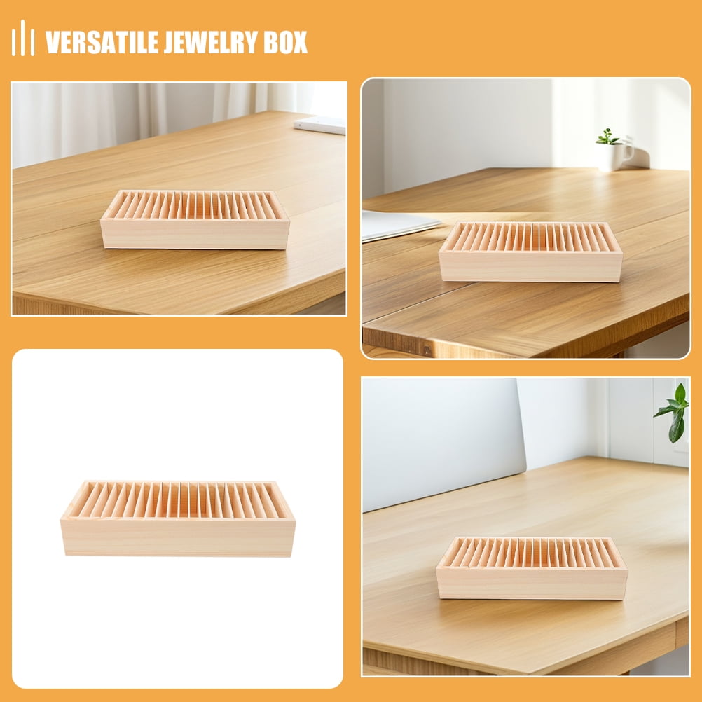 DEEPCRAFF Wooden Name Card Case Beige Hairpin Storage Home Storage 2Pcs