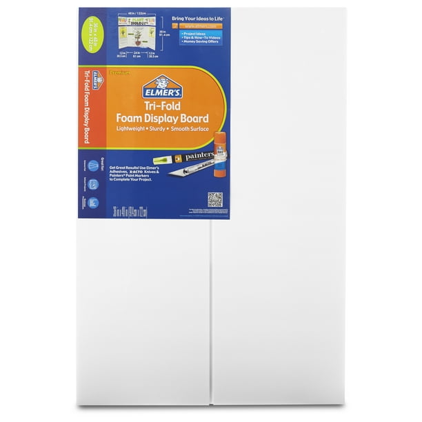 Elmer's Premium Foam TriFold Display Board, 3/16” Thick, 36" x 48
