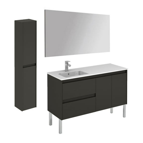 Ws Bath Collections Ambra 120Lf Pack 2 Ambra 48" Free Standing Single Basin Vanity Set -