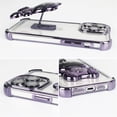 thumbnail image 4 of Compatible with iPhone 14 Case Cute 3D Bear Hidden Stand Kickstand Clear Phone Case with Camera Lens Protector 6D Plating Design Women Men Girly Shockproof Glitter Phone Cover, Purple, 4 of 12
