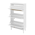 thumbnail image 6 of Tcbosik Rattan Shoe Cabinet with 3 Flip Drawers, Hidden Shoe Rack, Narrow Shoe Storage Organizer for Hallway, Entryway, White, 6 of 10