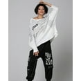 thumbnail image 5 of Women's Loose Fit Crew Neck Long Sleeve Letters Printed Pullover T-Shirt Top GY2742 White, 5 of 5