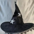 thumbnail image 4 of Mikilon Women Halloween Black Witch Hats Starts Print Peaked Hats Fashion Lace Party/Performance Hats, 4 of 4